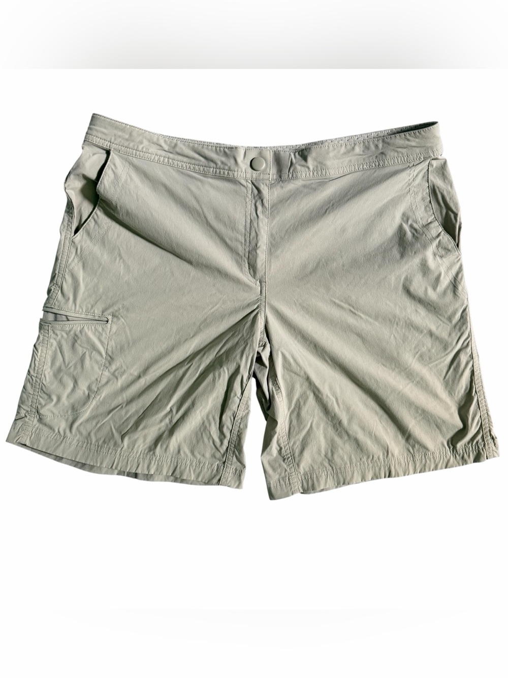 L.L. Bean Nylon Hiking Stretch UPF Shorts Women’s 14 Cream Beige Zip Pockets